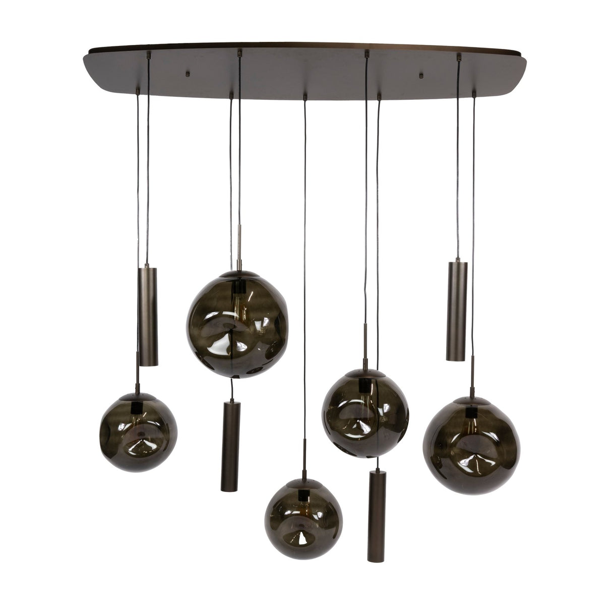 Lampe à suspension Stellar marron sienne avec 9 points lumineux