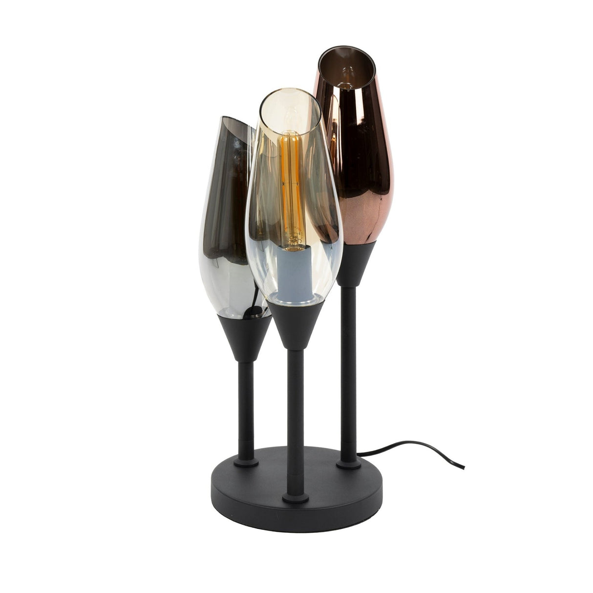 Lampe de table à 3 lumières noire Nora