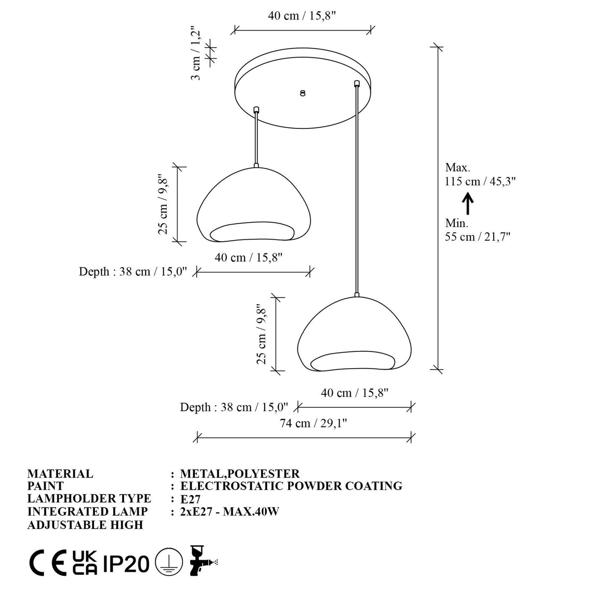 LORA-40-40-T-LUNA Bouchon en fibre de verre blanc