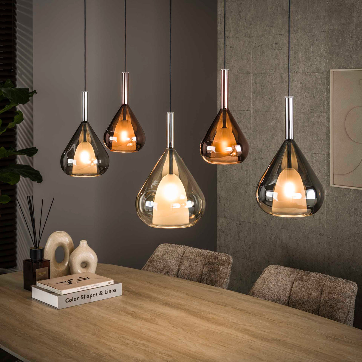 Lustre suspendu à 5 lumières Noxen noir 123 cm