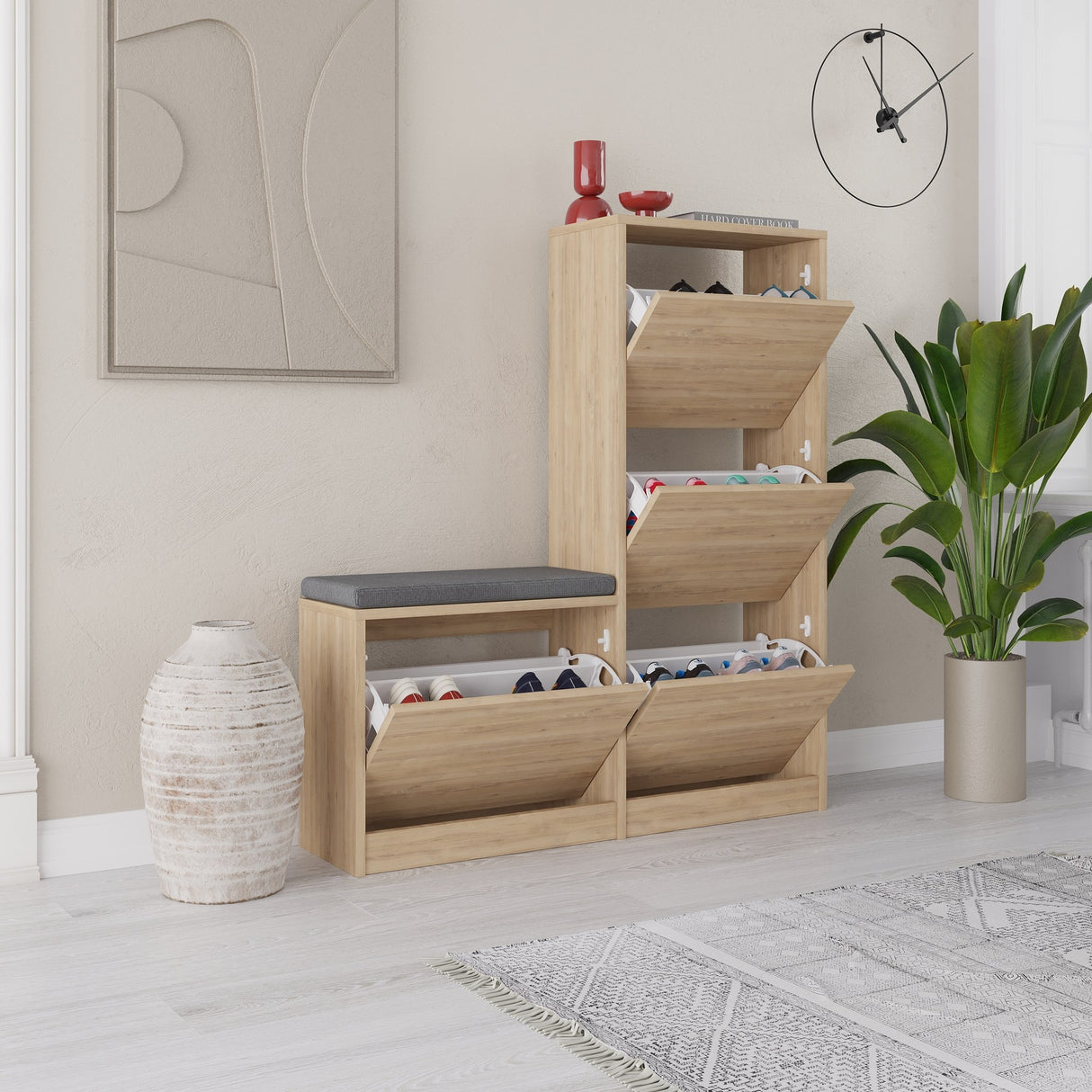 Cabinet à chaussures Dude Oak Mélamine 105x118.5x26 cm