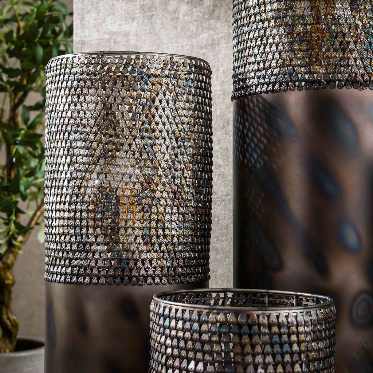 Lampe de sol cylindre Brick 60 cm noir brun