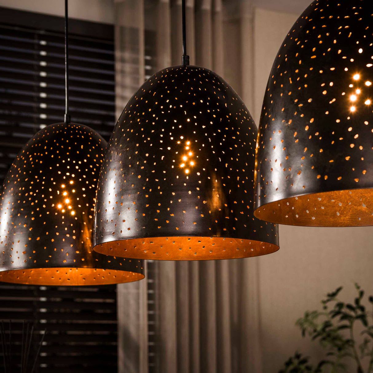 Suspension industrielle Kylian 3 lumières Métal Noir