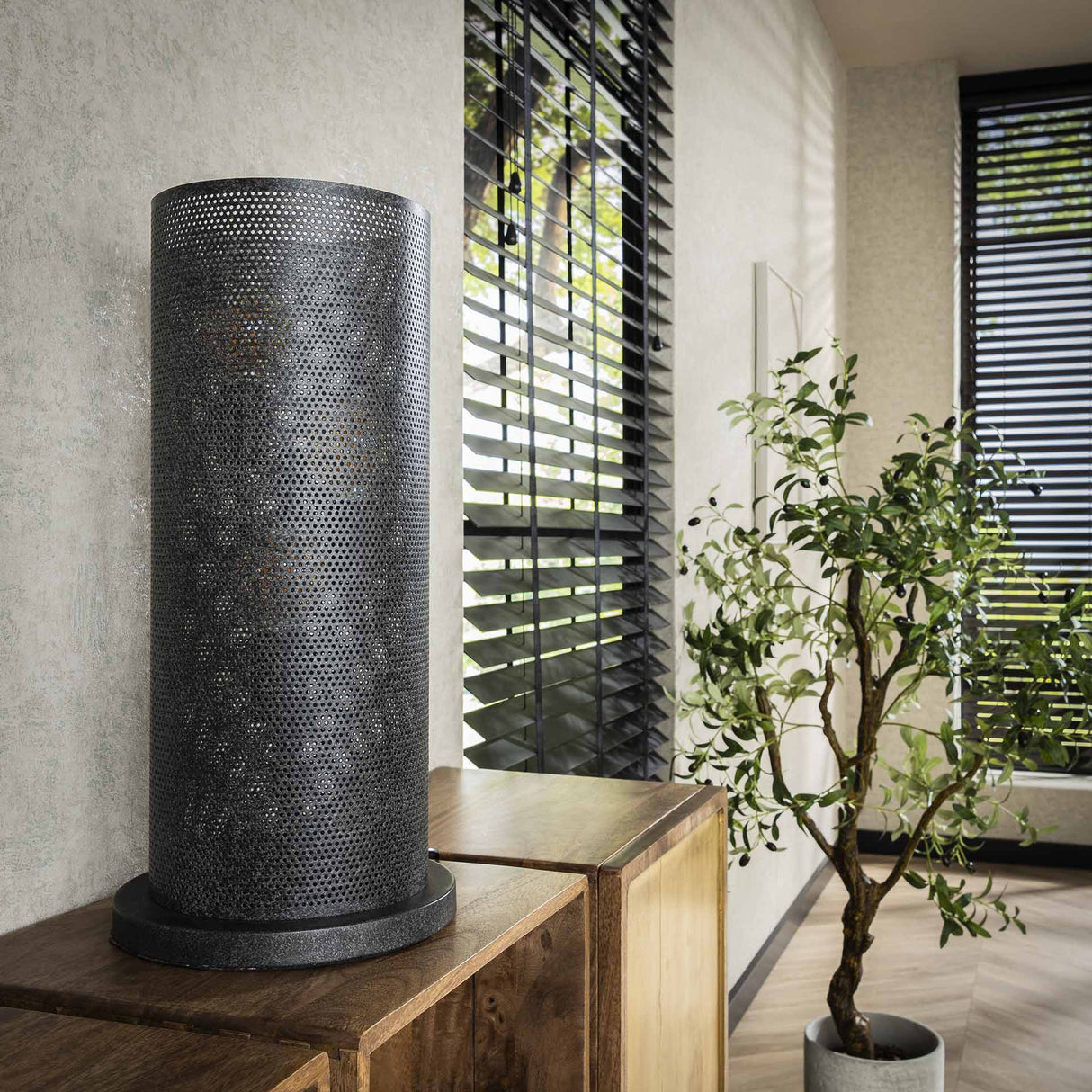 Lampe de table Knox 3 lumières maille noire