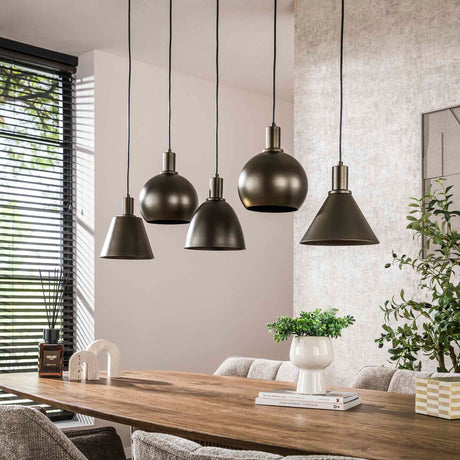 Suspension Sienna 5 lumières Industriel - Marron 120 cm