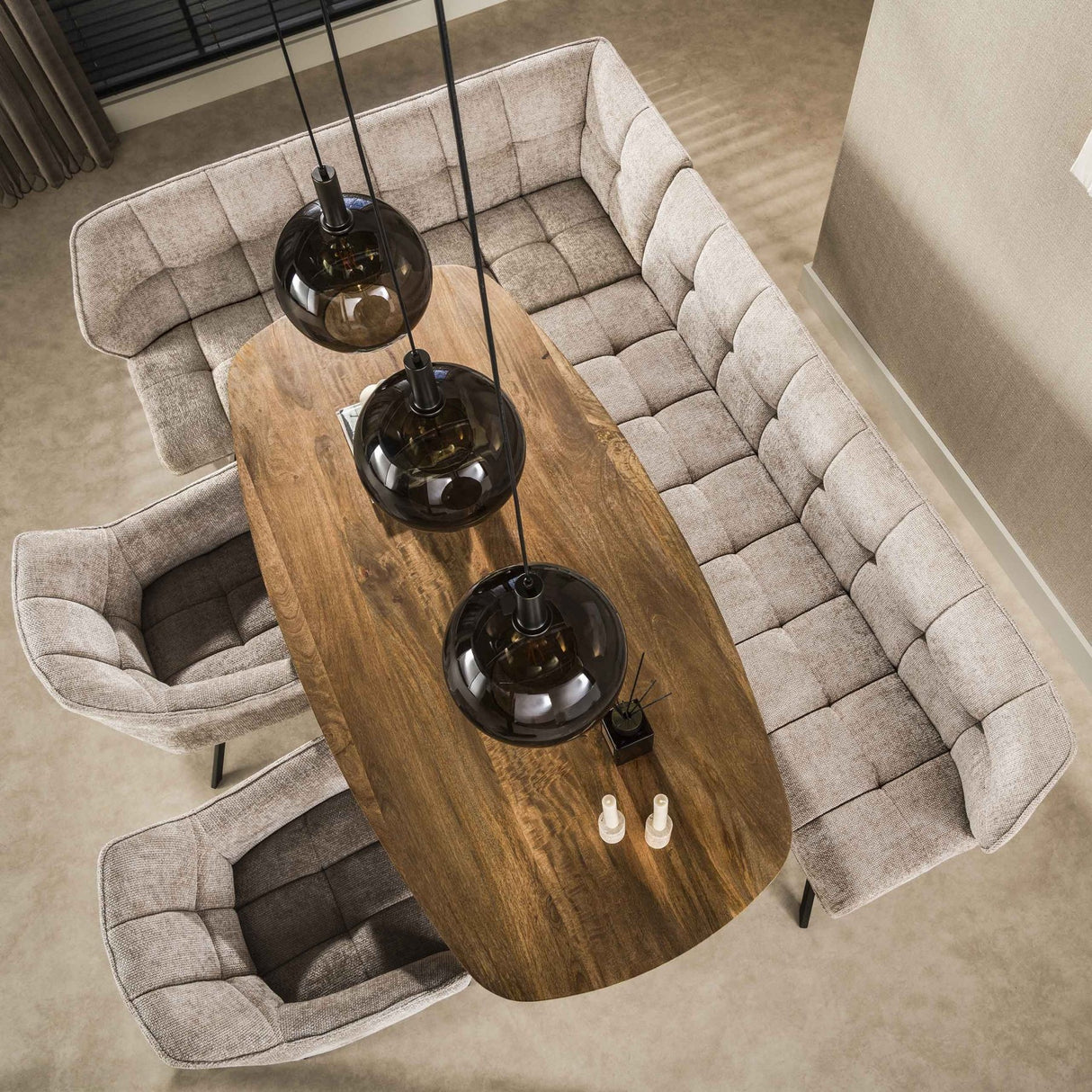 Suspension Nero Trio 3 lumières Métal Noir 115 cm