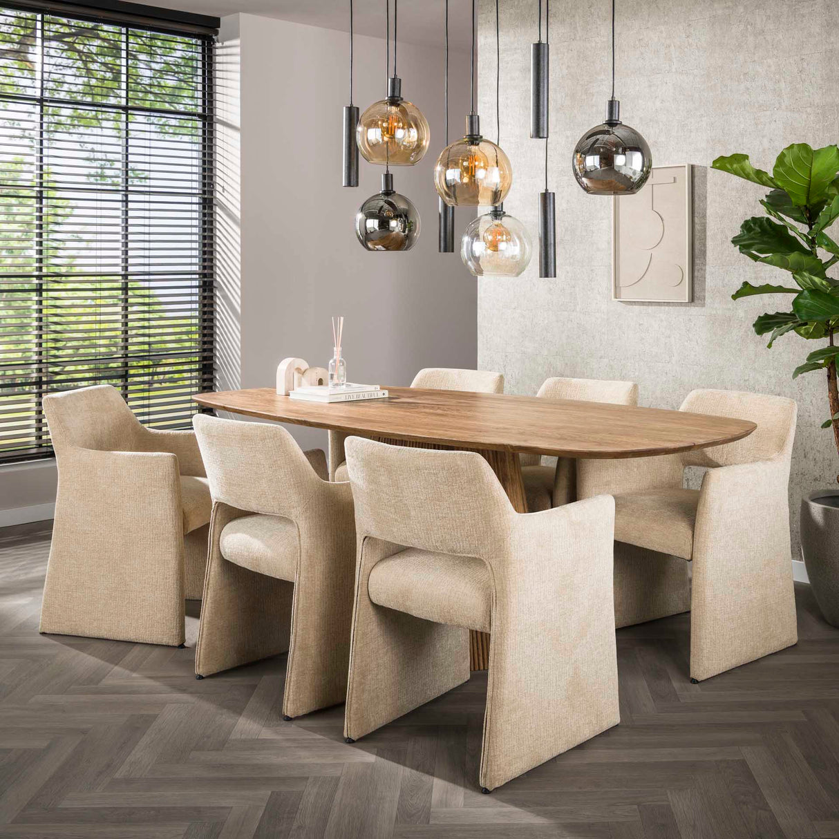 Lustre Orbis Tricolore 5+4 lumières en métal noir