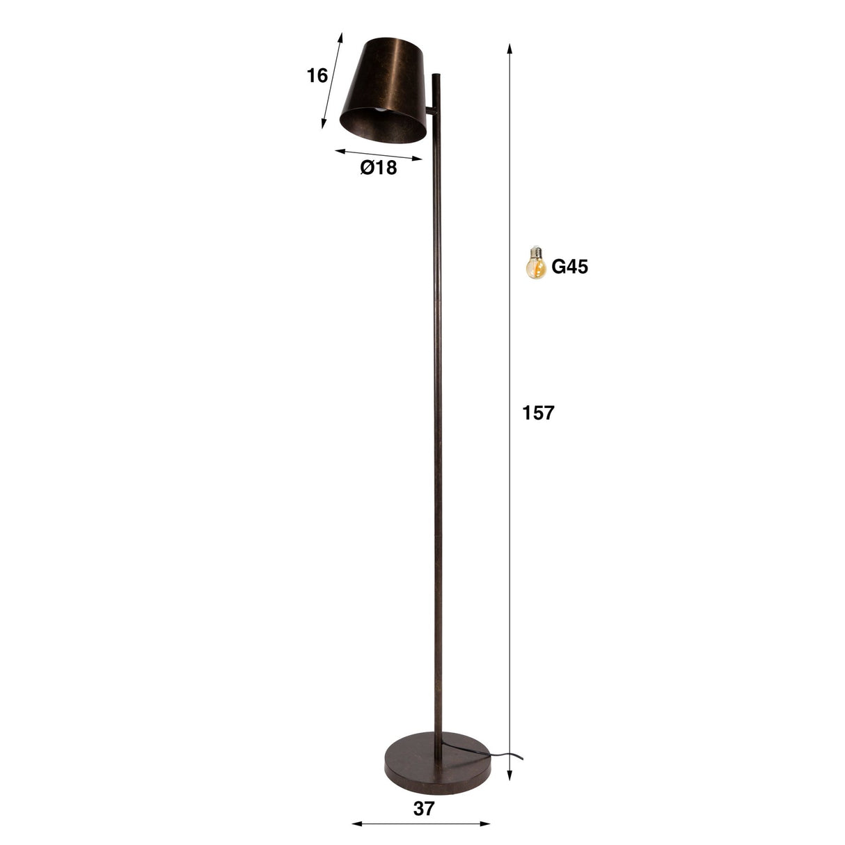 Sienna Lampadaire Industriel Gris