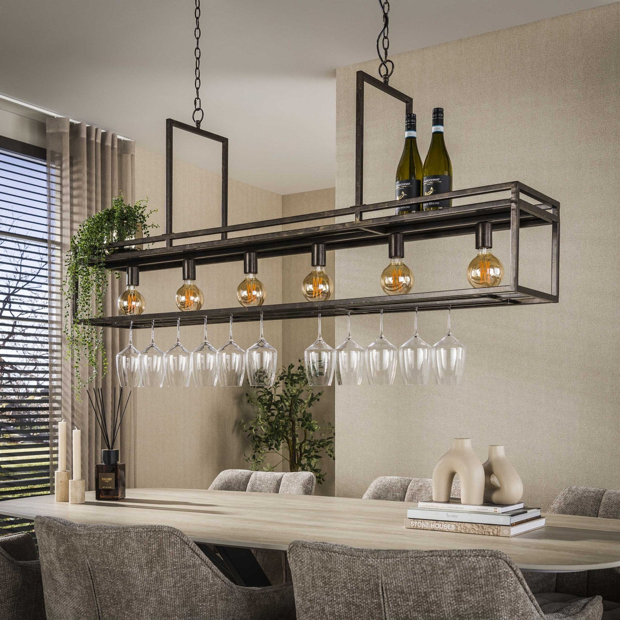 Eloisa Suspension 6 lumières métal noir