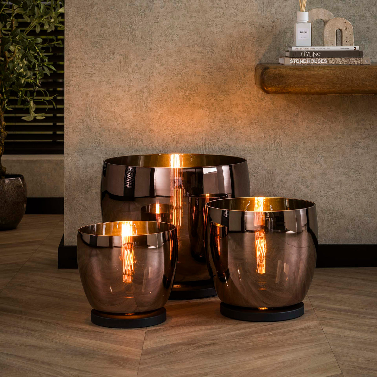 Lampadaire Dain UP XXL Verre couleur cuivre