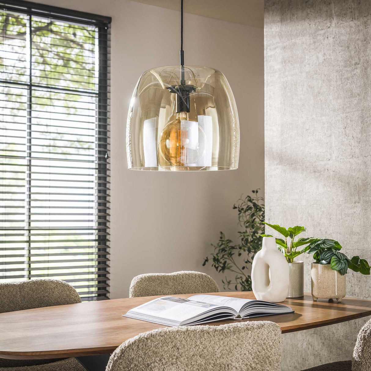 Suspension Dain 1 lumière en verre ambre