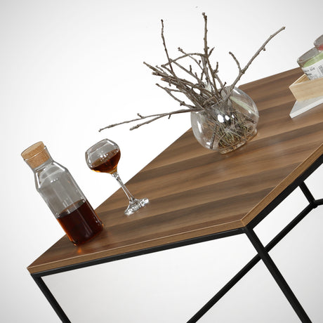 Table basse carrée 75x75 cm Pola - Mélamine noyer