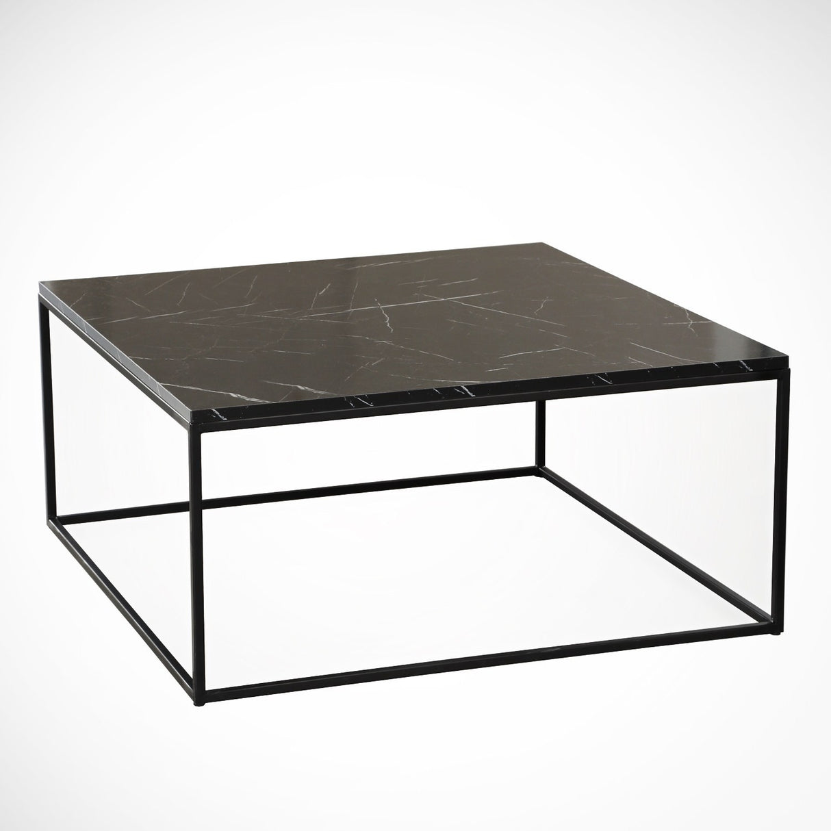 Table basse carrée aspect marbre noir - 75x75 cm - Pola