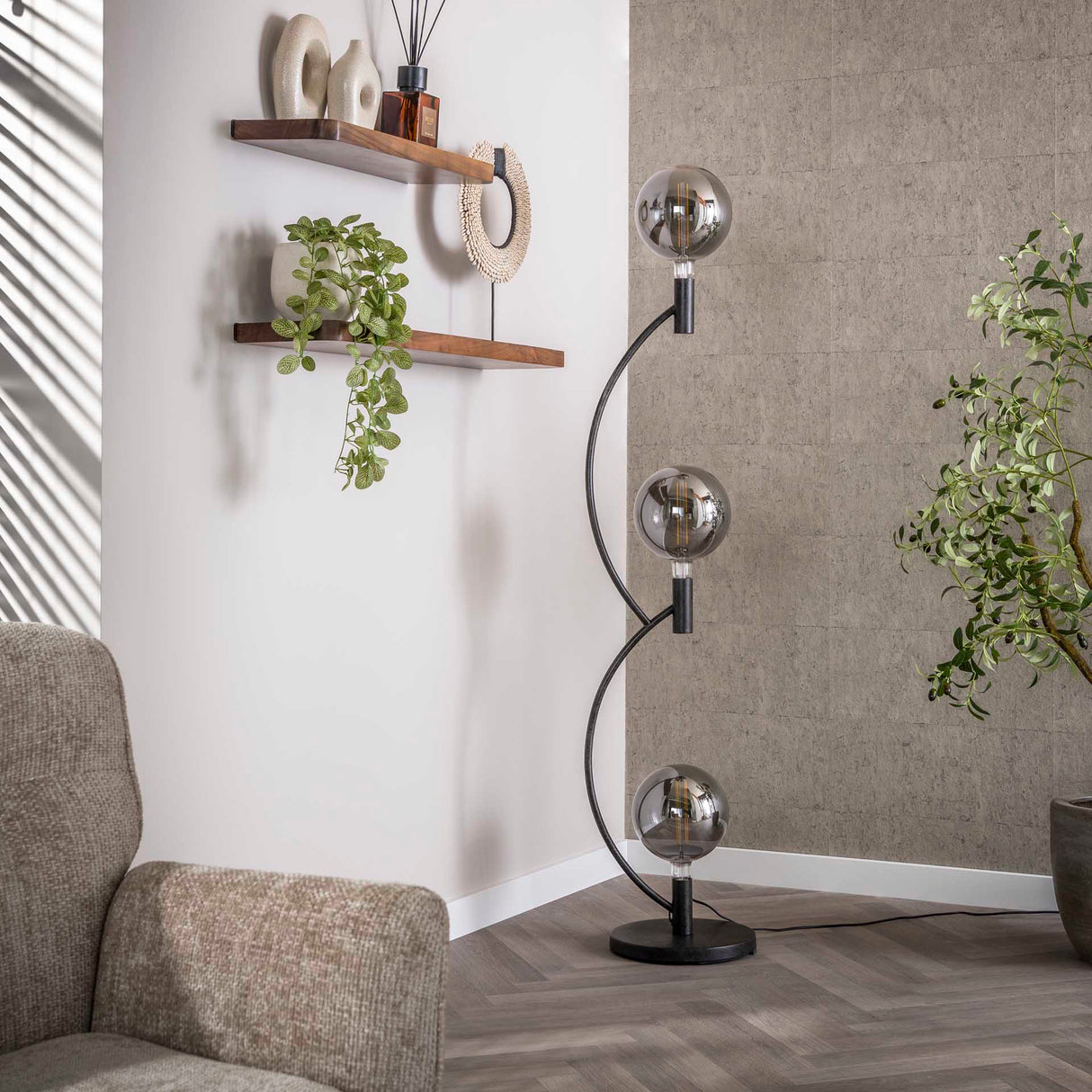 Lampadaire Niro 3 lumières noir