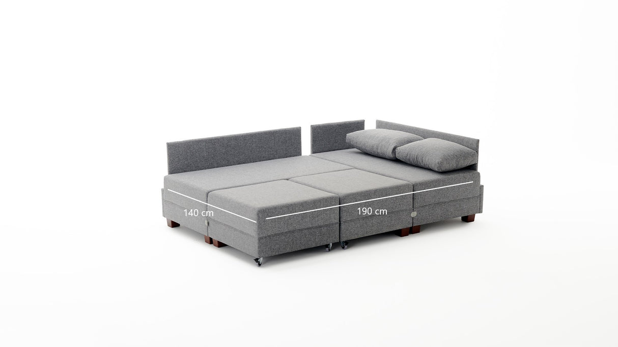Canapé lit tissu taupe - XXL 280 x 210 - Gauche - Fly