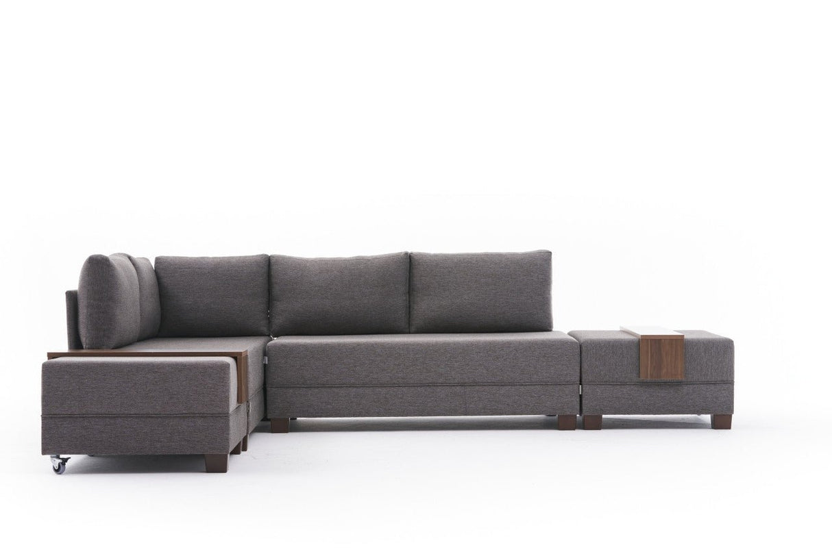 Canapé lit tissu taupe - XXL 280 x 210 - Gauche - Fly