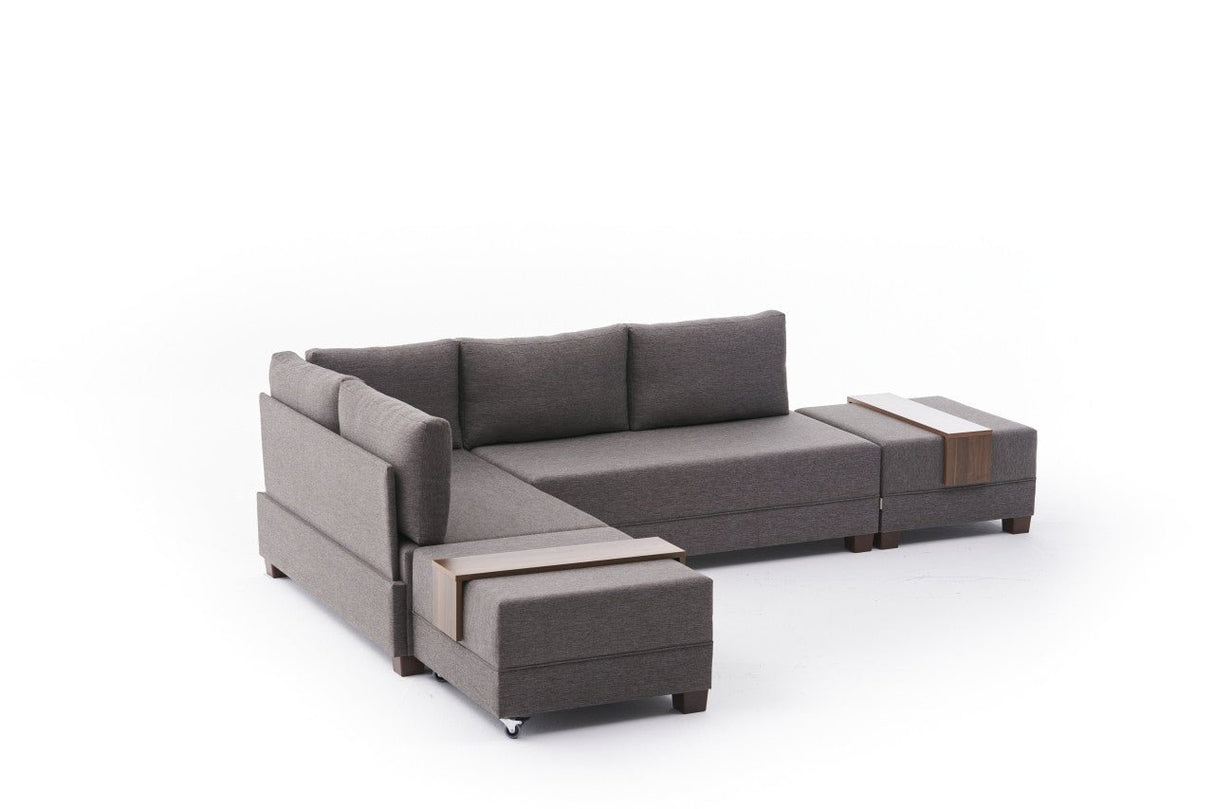 Canapé lit tissu taupe - XXL 280 x 210 - Gauche - Fly