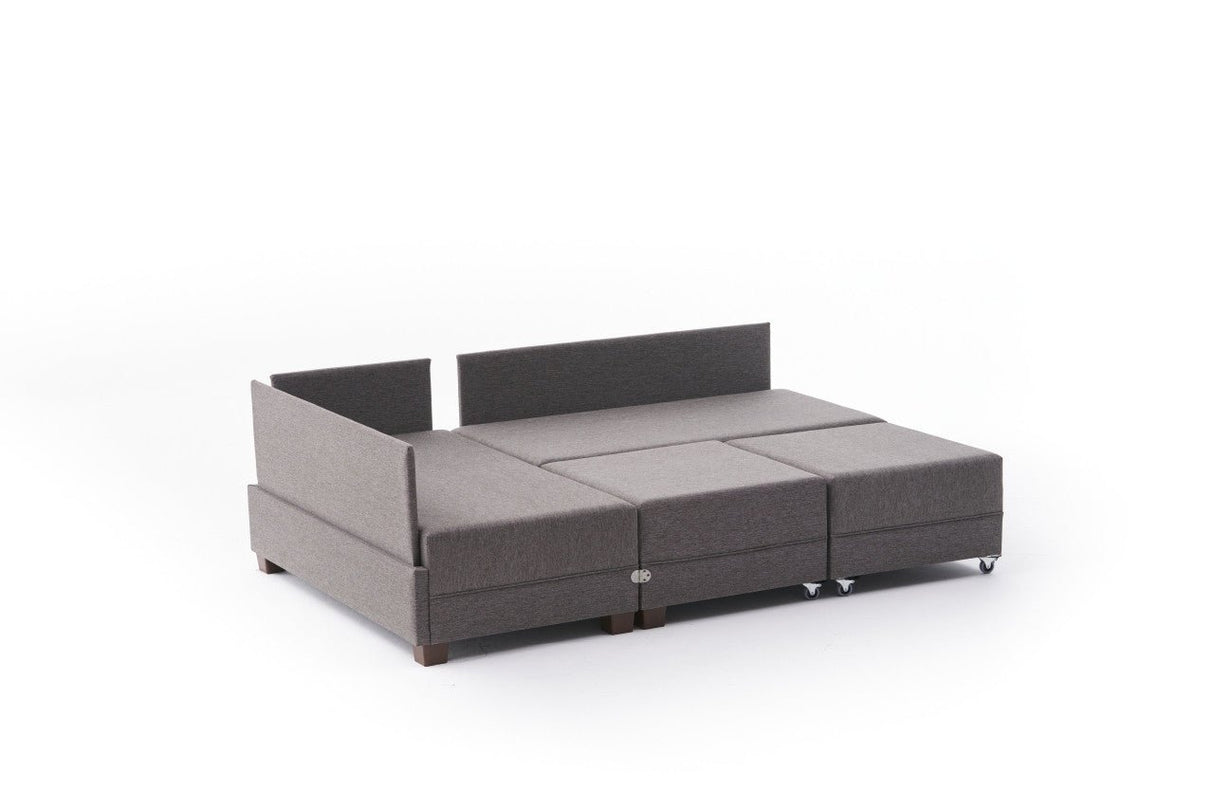 Canapé lit tissu taupe - XXL 280 x 210 - Gauche - Fly