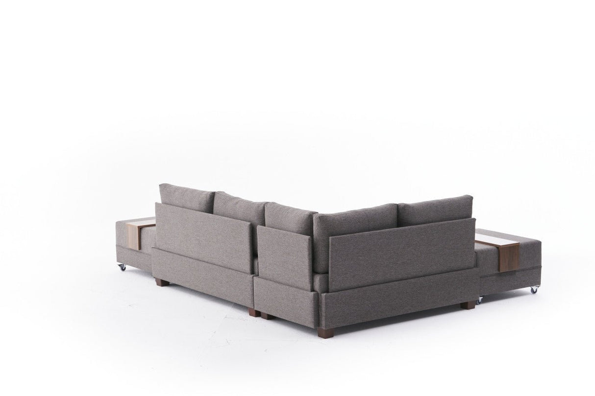 Canapé lit tissu taupe - XXL 280 x 210 - Gauche - Fly