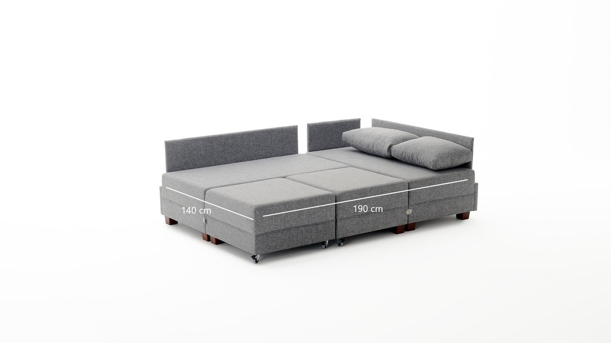 Canapé lit tissu taupe - XXL 280 x 210 - Droite - Fly