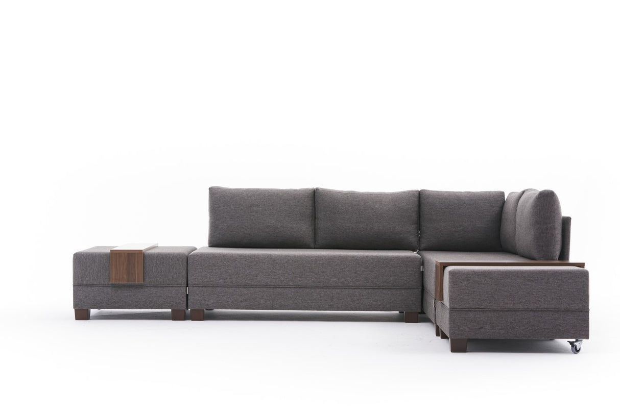 Canapé lit tissu taupe - XXL 280 x 210 - Droite - Fly