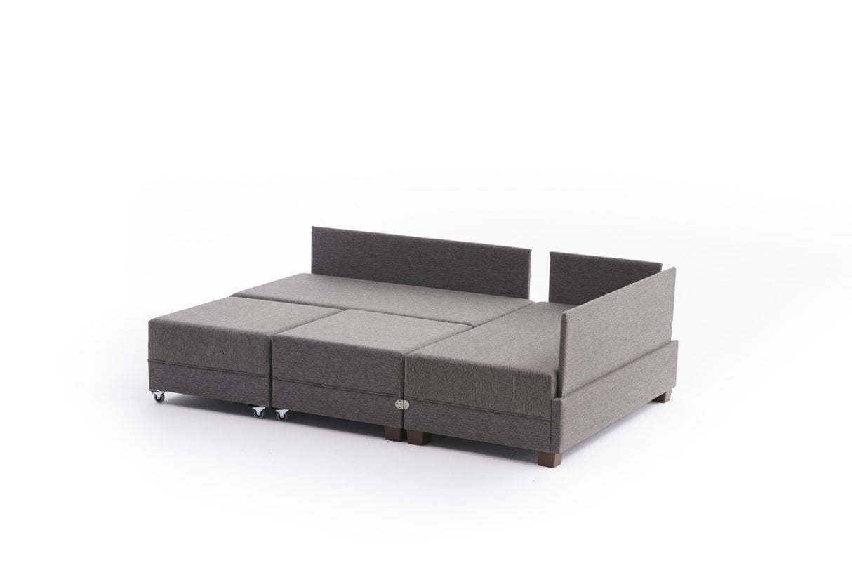 Canapé lit tissu taupe - XXL 280 x 210 - Droite - Fly