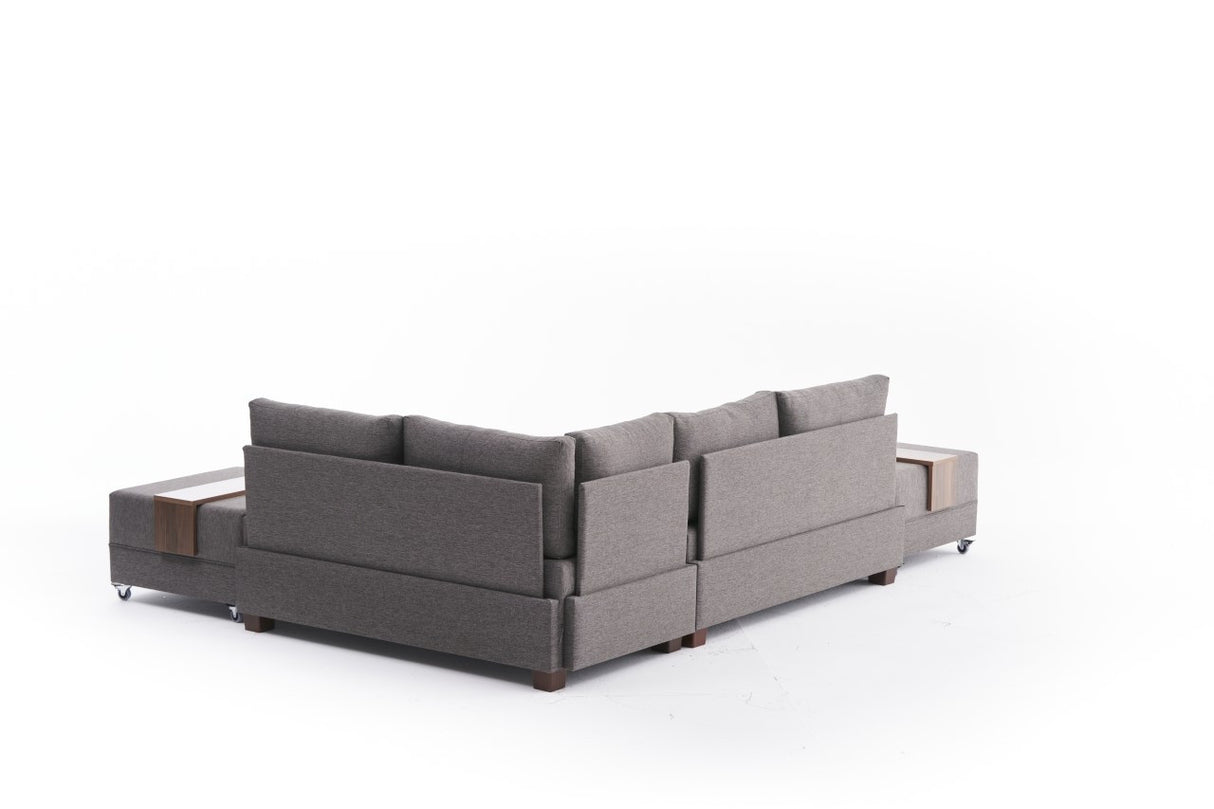 Canapé lit tissu taupe - XXL 280 x 210 - Droite - Fly