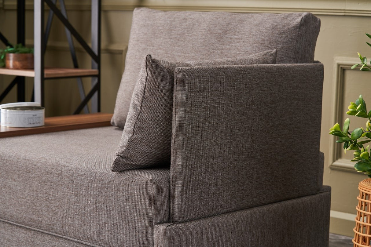 Fauteuil Moderne Tissu Marron Fly - Droite - Avec Table En Bois