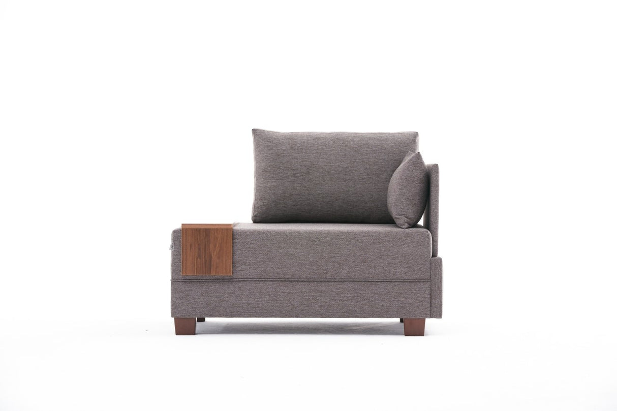 Fauteuil Moderne Tissu Marron Fly - Droite - Avec Table En Bois