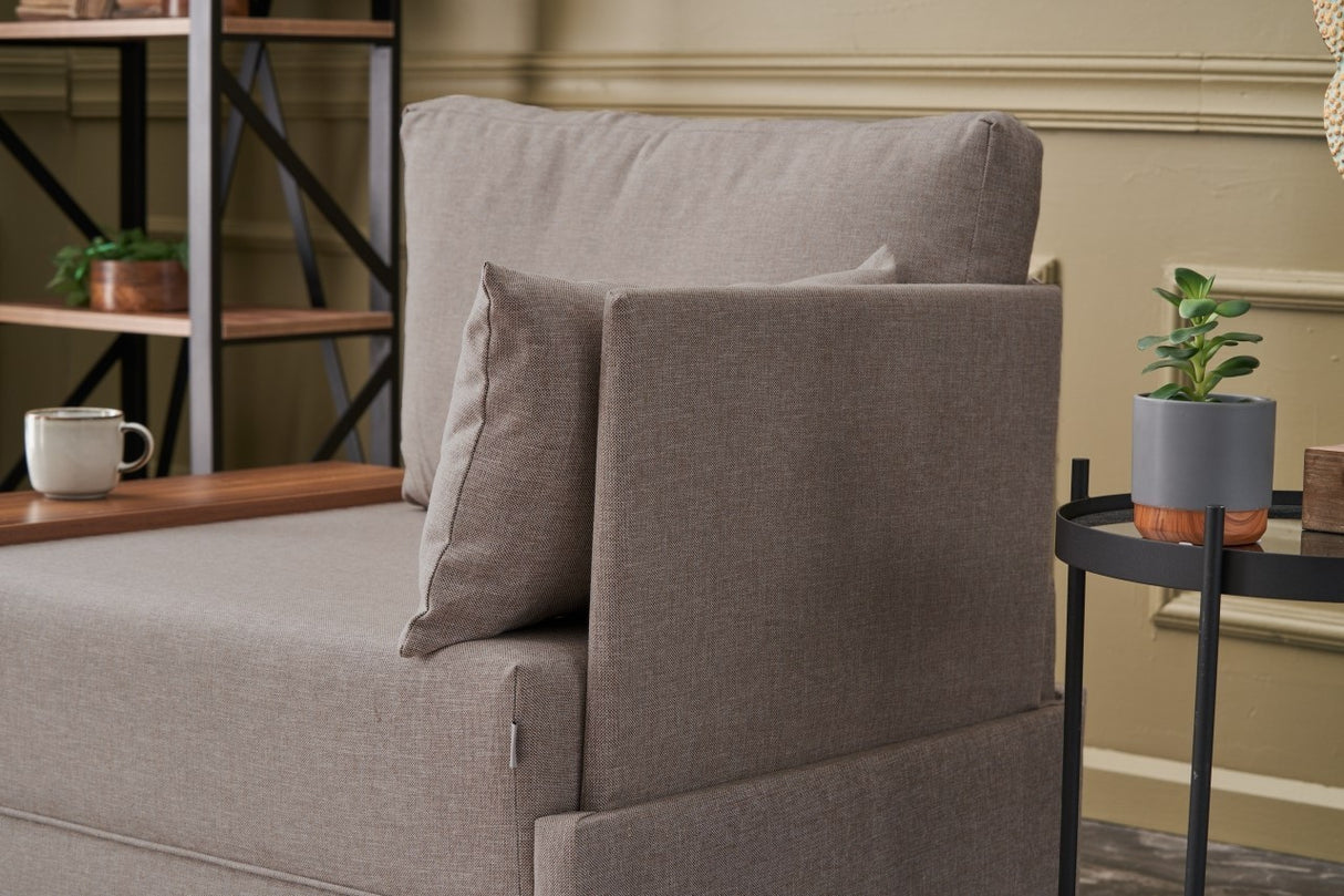 Fauteuil Moderne Tissu Beige Fly - Droite - Avec Table En Bois