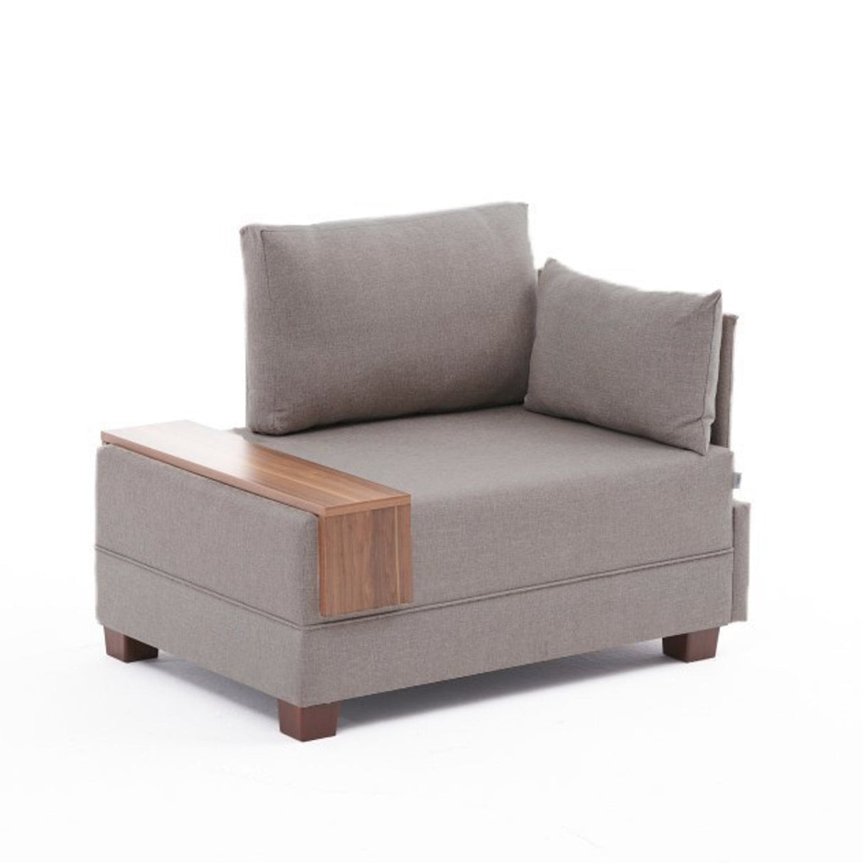Fauteuil Moderne Tissu Beige Fly - Droite - Avec Table En Bois