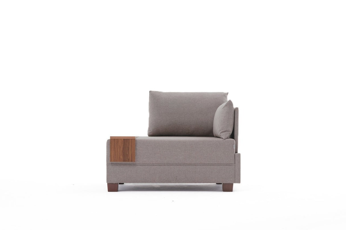Fauteuil Moderne Tissu Beige Fly - Droite - Avec Table En Bois