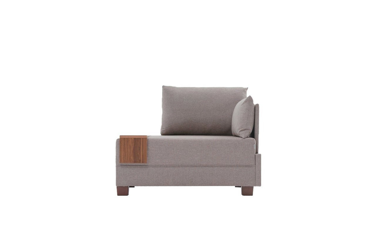 Fauteuil Moderne Tissu Beige Fly - Droite - Avec Table En Bois