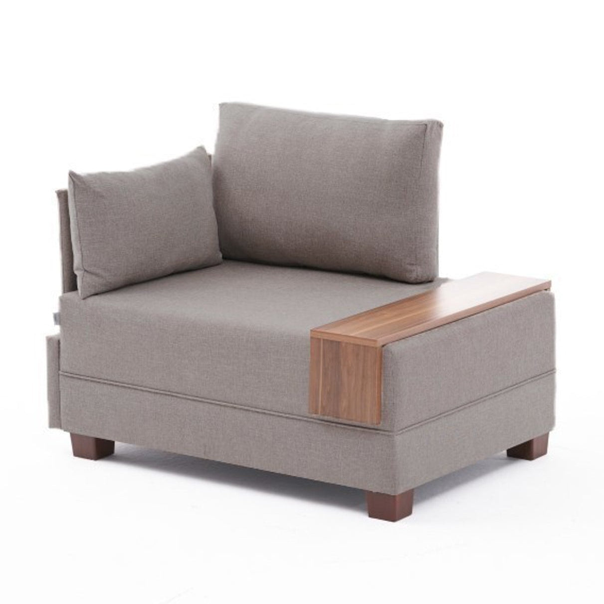 Fauteuil Moderne Tissu Beige Fly - Gauche - Avec Table En Bois