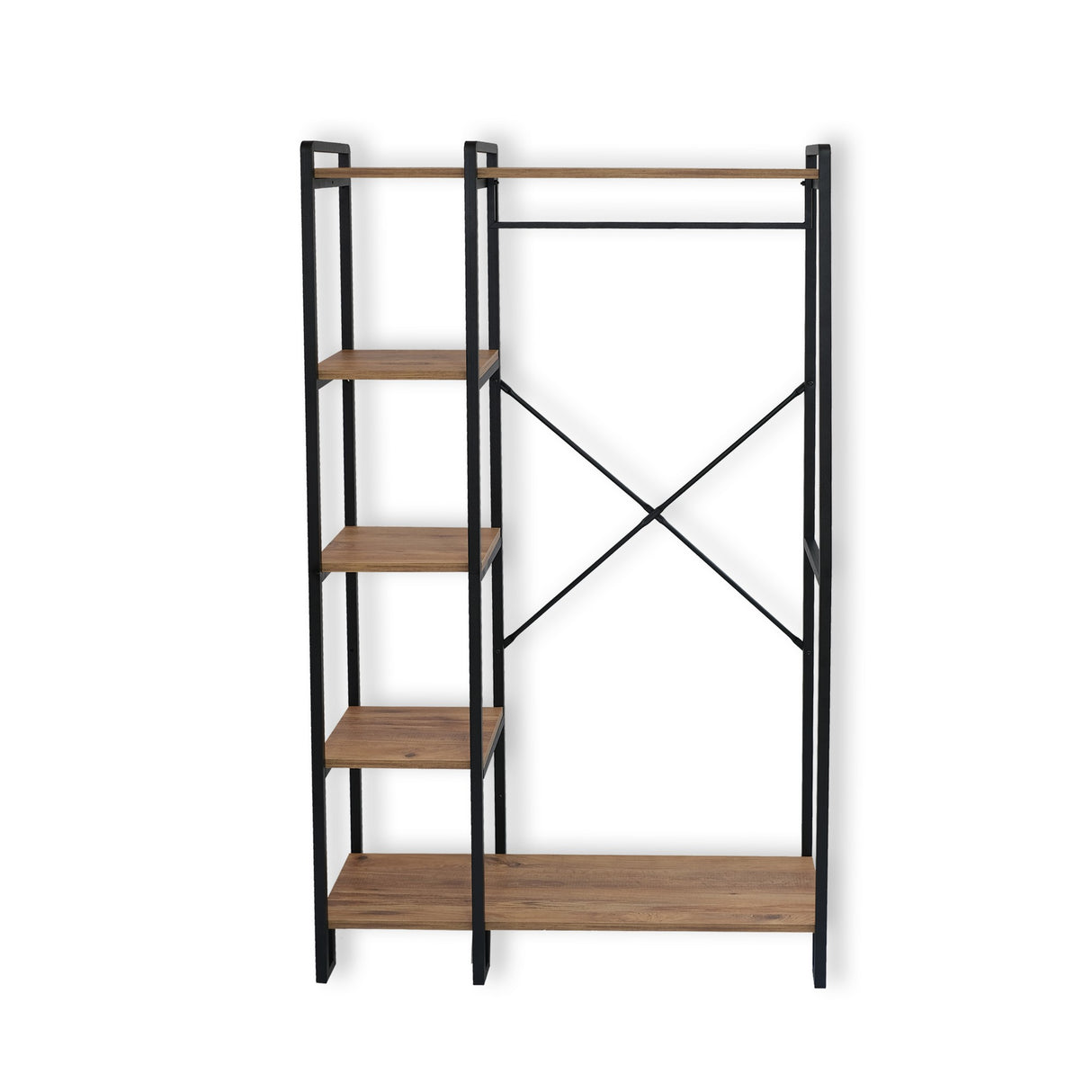 Meuble de garde-robe Porte-manteau Rox Naturel - Avec étagères