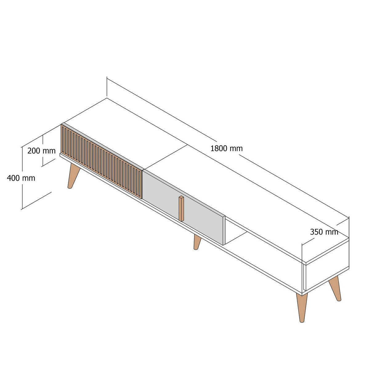 TV Meubels - TV Meubel Milan Alt Walnoot Antraciet Melamine 180x40x35 cm - Dimehouse
