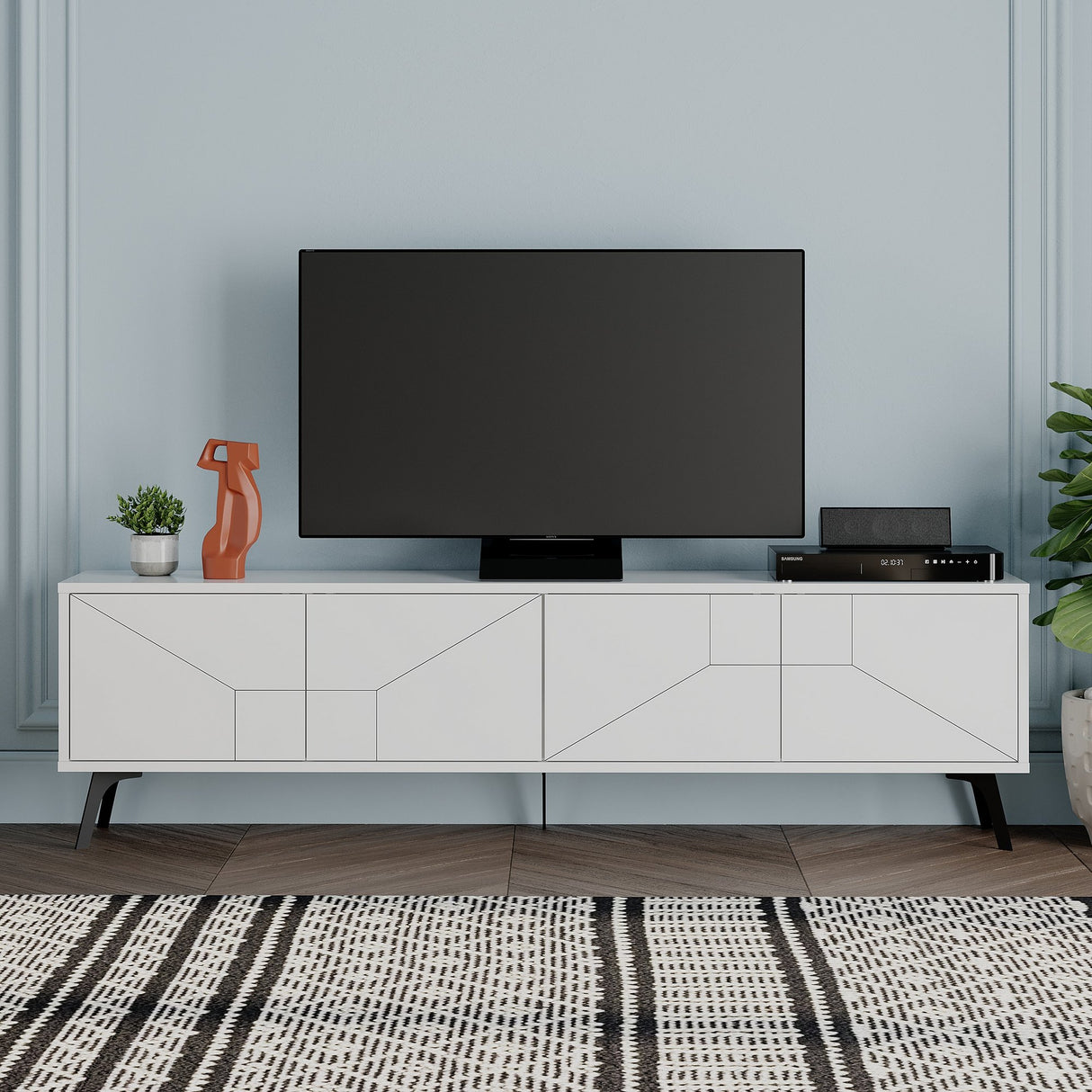 TV Meubels - TV Meubel Dune Wit Melamine 180x50x29,6 cm - Dimehouse
