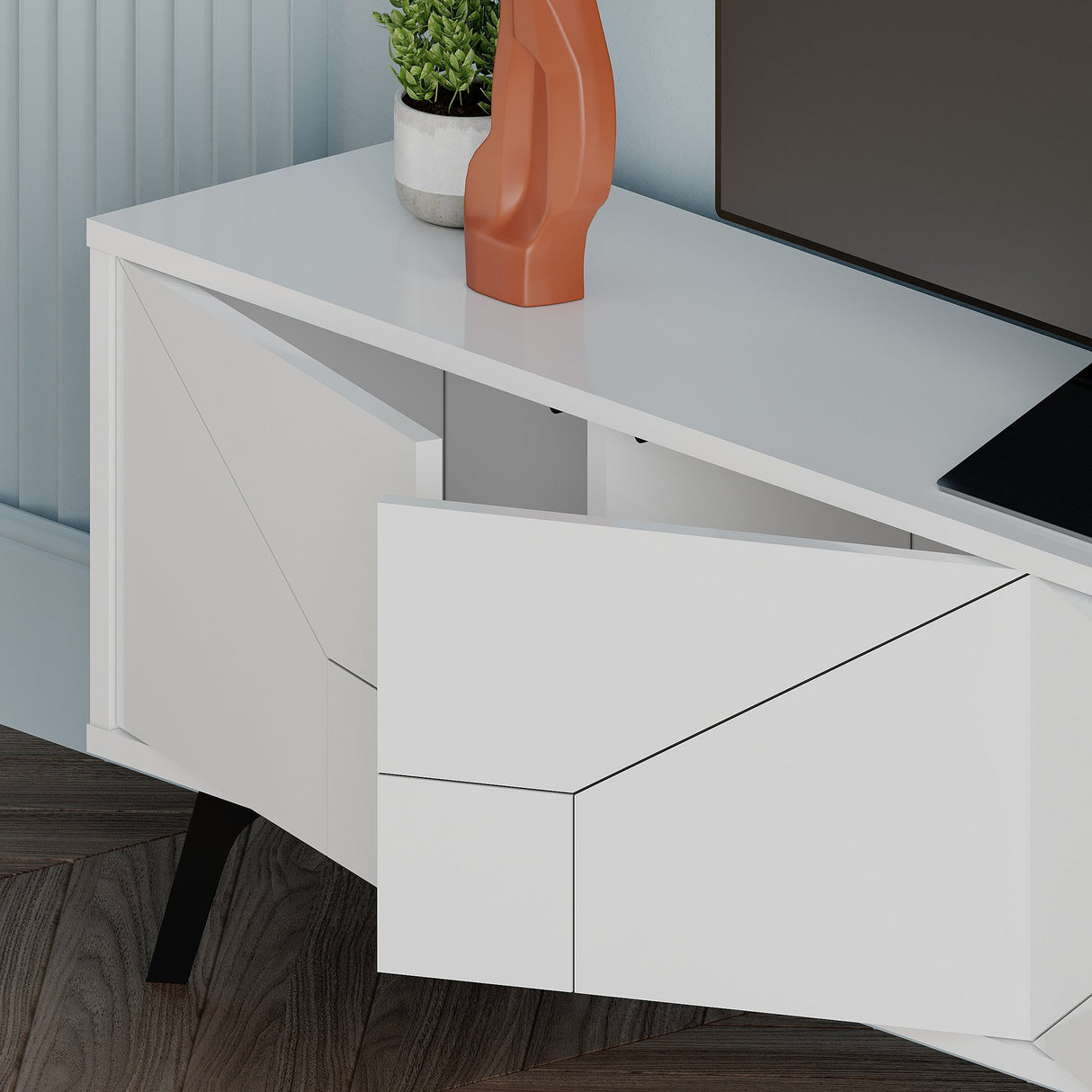 TV Meubels - TV Meubel Dune Wit Melamine 180x50x29,6 cm - Dimehouse