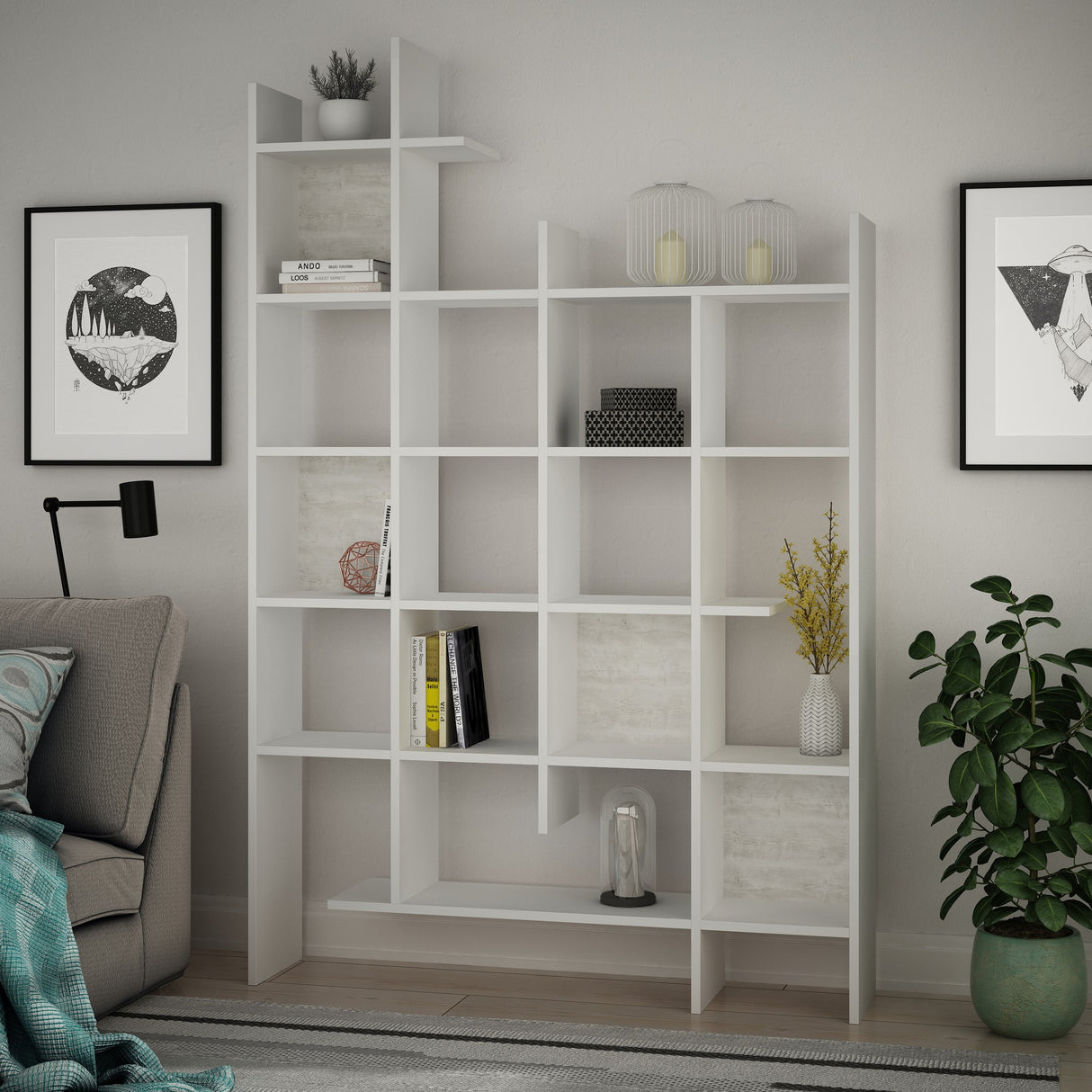 Boekenkasten - Boekenkast wit melamine Manco 122x188x25,5 cm - Dimehouse