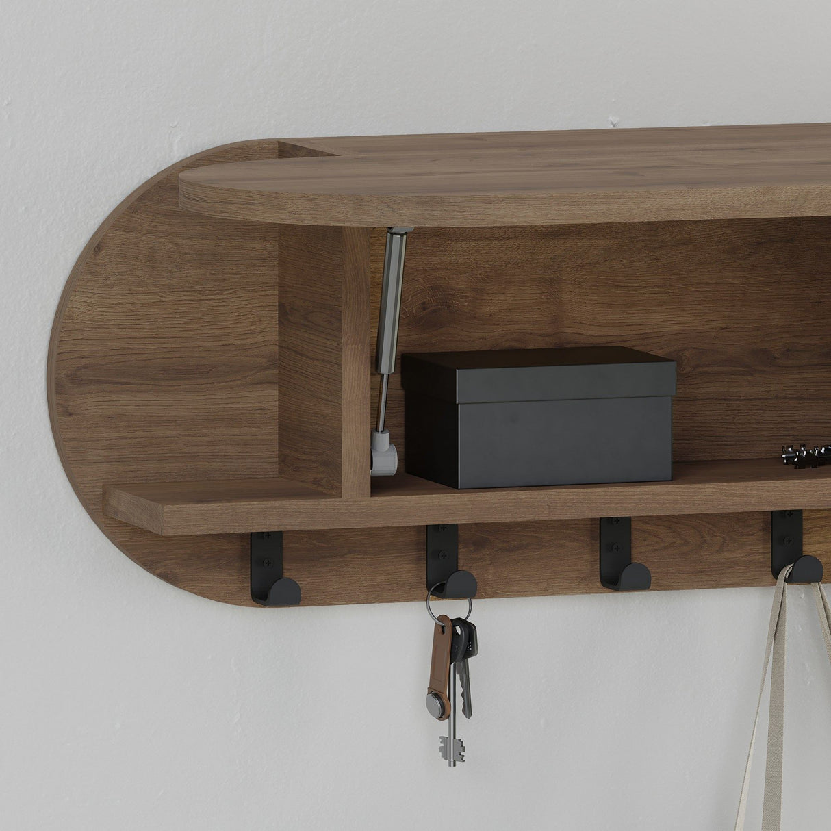 Porte-manteau Ovale 6-Crochets - Hitit - 84x29 cm - Avec Compartiment