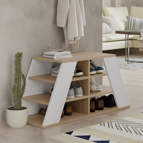 Cabinet à chaussures Pyramide Mélamine blanche 105.5x50x37,5 cm