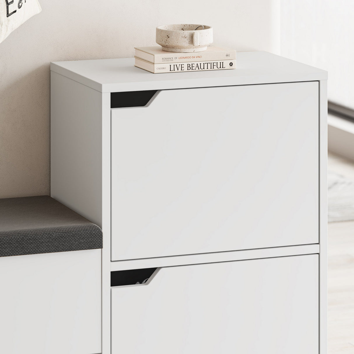 Schoenenkasten - Schoenenkast Haven Wit Melamine 101,5x80,5x35,5 cm - Dimehouse