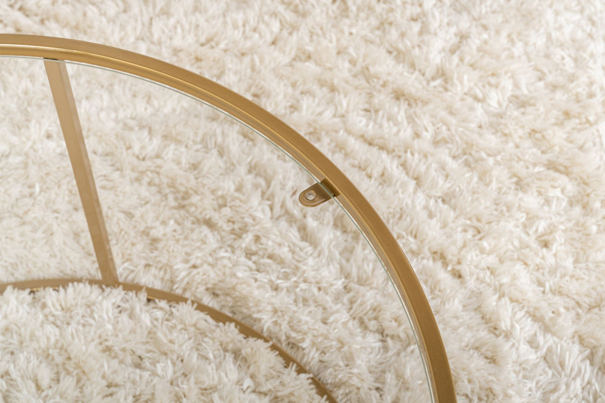 Table basse ronde moderne Uru Or - Verre - 80 cm