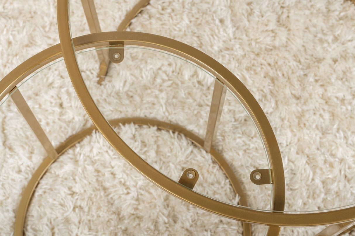 Ensemble de tables basses rondes modernes Uru Or - Verre Transparent - 60/42 cm