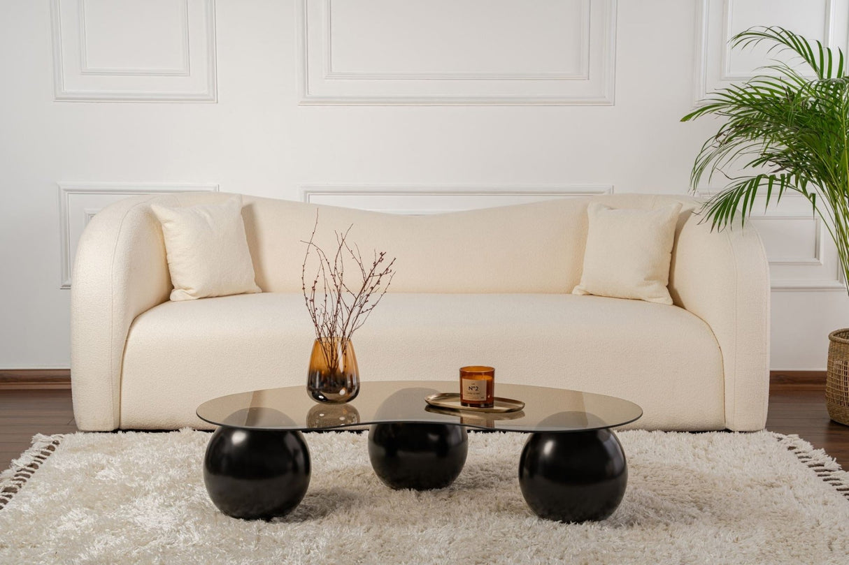 Table basse Sphere en verre trempé noir bronze 120x70x30 cm Verre trempé