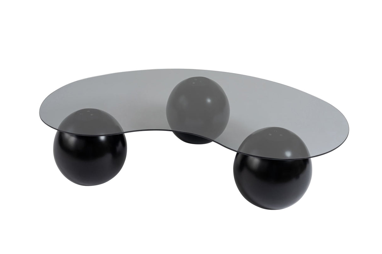 Table basse Sphere 120x70x30 cm Noir Gris Verre trempé