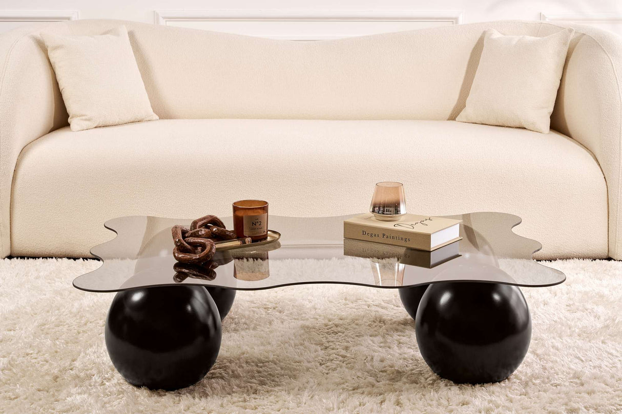 Table basse Noxa noire et grise 120x80 cm Verre trempé