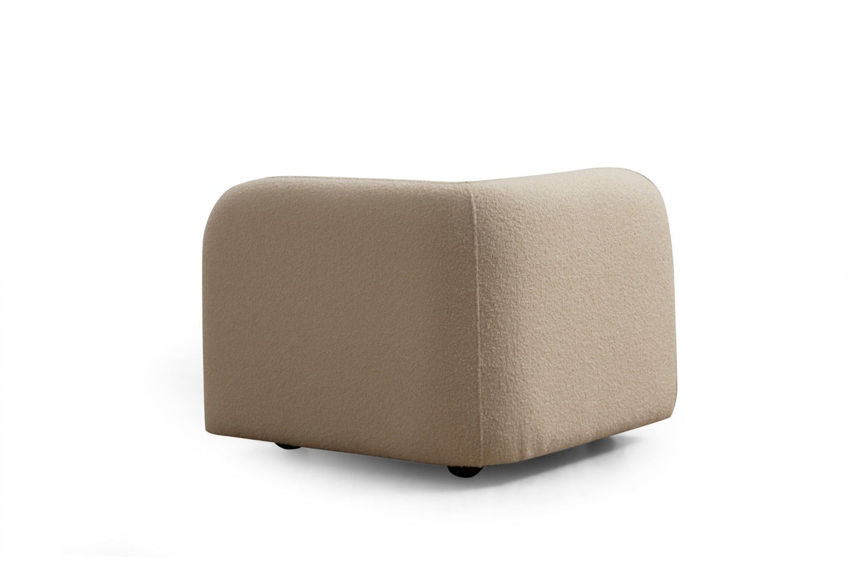 Fauteuil Japandi bouclé beige avec pied en noyer Victoria