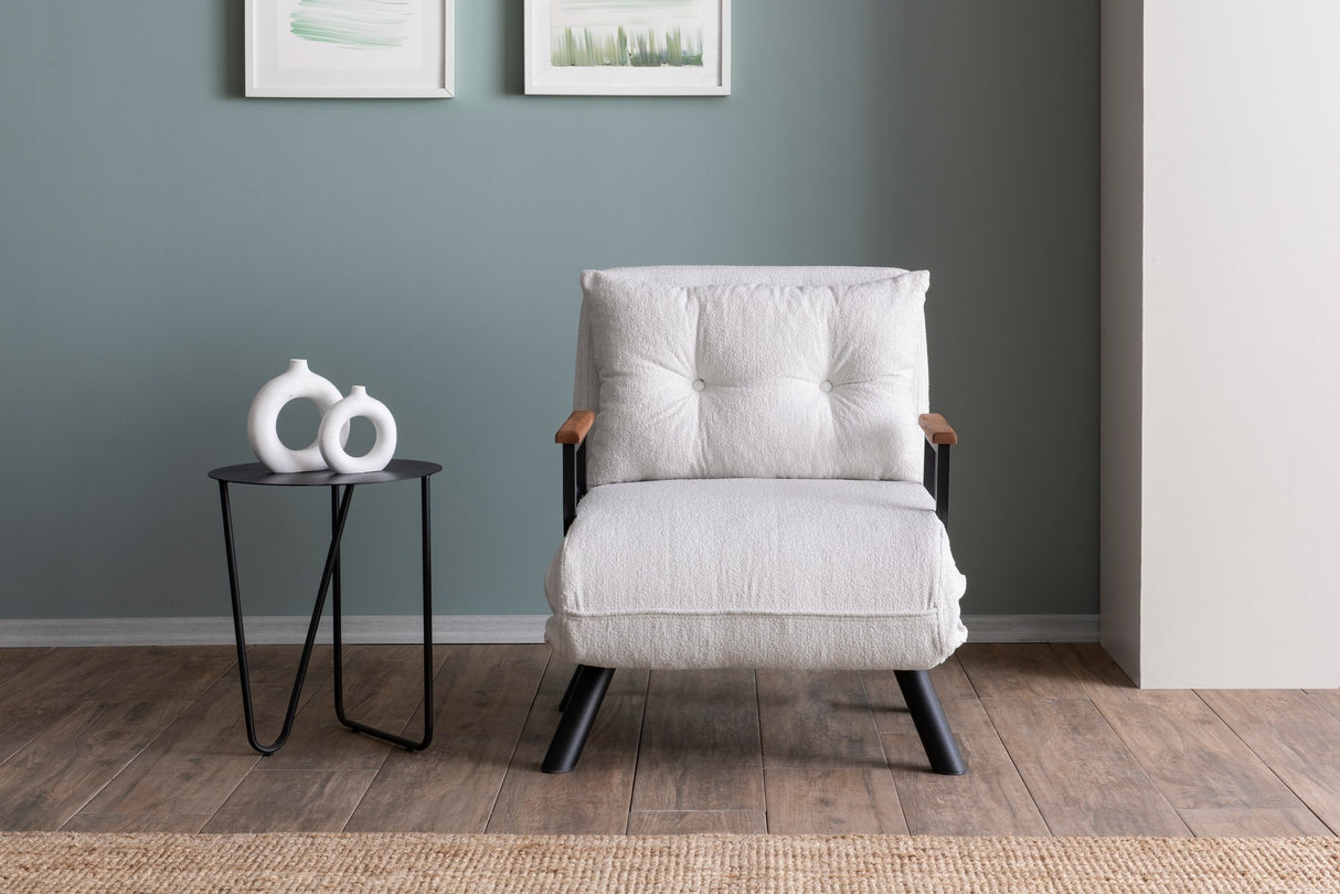 Fauteuil de sommeil Sando Crème en tissu teddy