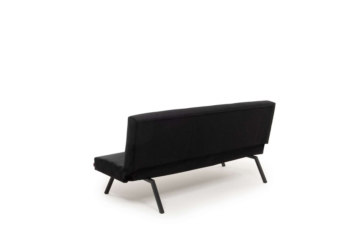 Canapé-lit 3 places Zoly Noir Tissu - 180 cm - Sans accoudoirs - Capitonné